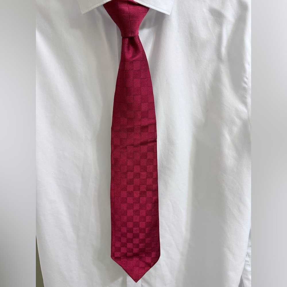 Tommy Hilfiger Red Checkered Silk Tie